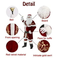 Postavite muške Djed Mraz Claus kostim Božić Velvet Odrasli Deluxe Santa odijelo