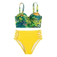 Žene kupaći kostimi Tummy Control Split Bikini tiskani čelični grudnjak visoki struk bikini set kupaći