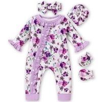 Aalizzwell Preemie Baby Girls cvjetni romper novorođenčad pad zimske odjeće Preuranjeno vraćanje odjeće