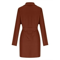 Jesenski kaputi za žene za žene vjetar s V-izrezom dugih rukava od punog kaputa u boji Khaki veličine
