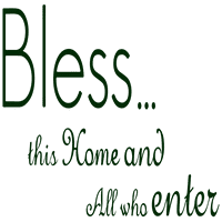 Blessâ | dom i svi koji uđu u citat naljepnice vinilnih naljepnica - mali - tamno zeleni