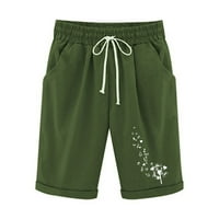 Ženske modne kratke hlače za crtanje cvjetnih print useva kratke hlače za žene vojska zelena m