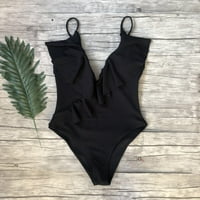 Kupaći kostimi za žene, seksi ruffled bikini plivanja crni xl