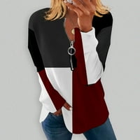 Koaiezne bluze za žene okrugli izrez Nova gornja majica dugi patentni zatvarač zimskih rukava Veliki