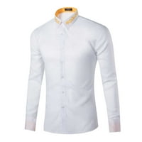 Košulje za muškarce odricanje s dugim rukavima izrez izrez toplog bluza košulja mornarice 2xl