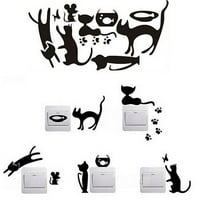 Farfi list Lijepo se ukloniti naljepnice za crne mačke i miša Zidni vinilni dekor naljepnica