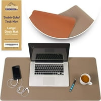 Desk mat smeđa i tamno smeđa - računar, laptop, tastatura i organizator kože - kožni poklopac uredski
