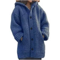 Ženske kapute na prodaju i čišćenje Ženske solidne boje Jednosmjerni džep s kapuljačom toplim pletenim
