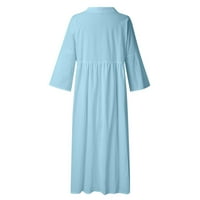 Miayilima Ljetne haljine za žene Ženske ljetne ručne haljine s dugim rukavima Labava haljina od pune