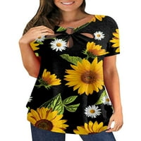 Bomotoo dame majica kratki rukav ljetni vrhovi cvjetni ispis majica labav pulover radnoj bluza tunika
