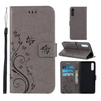 Galaxy Case, Allytech Premium PU kožni leptir uzorak reljefnog stickstana Folio Flip kartice Nosač novčanika