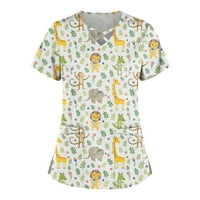 Ženski vrhovi okrugli dekolte cvjetni bluza Radna odjeća Žene Ljetne majice kratkih rukava svijetlo