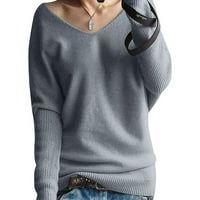 SNGXGN ženske modne dukseve dugih rukava s rukavima Pad rublja sa džepom grafičkim duksevima, sivom,