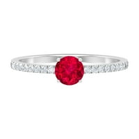 CT Ruby Solitaire i dijamantni prsten za žene, 14k bijelo zlato, SAD 12.50
