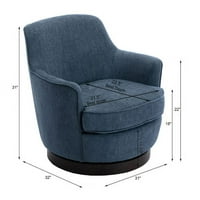Okretna akcentna stolica sa bazom od drveta, savremena baršunasta zakrivljena stolica za oblikovanje tapeciranog kluba, udoban krug akcent stolica za slobodno vrijeme, jednokrevetni kauč za dnevni boravak, rasadnik, spavaća soba, plava
