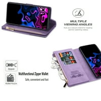 Dizajniran za Galaxy S FE, torbice za karticu novčanik zatvarač sa zatvaračem vrhunske kožne karte za