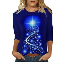 Pyju božićne majice za žene rukav, carinjenje Novost božićno drvce Print TEE majica Crewneck Tunic Tops