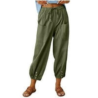 Jsaierl ženske pamučne pantalone casual elastične strugove Hlače udobne hlače za crtanje Joga Capris