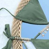 Dvodijelni setovi kupaći kostim kravate-prednji grudnjak u stilu rasipane vojske zelene l