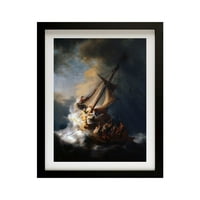 Rembrandt Krist u oluju na moru Galilee Frammed Art Print