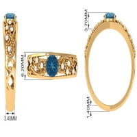 Zaručni prsten Blue Blue Topaz s dijamantnim i perlicama, sterling srebrnom, US 5,00