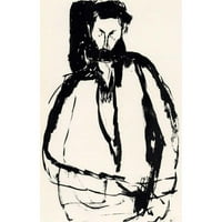 Modigliani, Amedeo Crna moderna uokvirena muzejska umjetnost Print pod nazivom - bradati čovjek