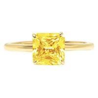 1.5ct Asscher Cut Yellow Simulirani dijamant 14k Žuto zlato Graviranje Izjava godišnjica Angažovanje