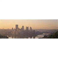Pennsylvania Pittsburgh Allegheny & Monongahela Rivers Pogled na ušće rijeka na Twilight Poster Print