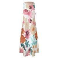 Ljetne haljine za žene udobne za pogodne labave elegantne dugih rukava splitsko plaža cvjetna maxi haljina