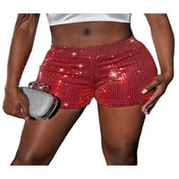 SDGHG Ženske vruće kratke hlače Slim fit casual elastični sjajni šljokice Ljeto Skinny Shorts Nightclub