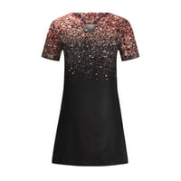 Haljine za žensko štampanje kratkih rukava Fade Boja haljina V-izrez Maxi Saobradni fit Y2K Trendi elegantni