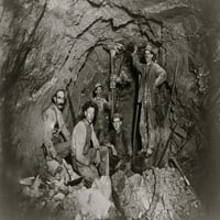 Pet rudara u rudniku olova, moguće u regiji Coeur d'Alene of Idaho. Print plakata