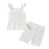 Ležerna odjeća za djevojčice Toddler Baby Proljeće Ljeto rebrasti pamučni kratki kratke hlače od rukava