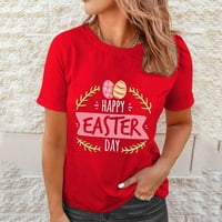 Ženske uskršnje košulje zeko jaja Uskršnji ispis Vrhunska kratka rukava smiješna majica Crew Crt Labava