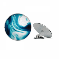 Prozirni tekući plavi pigment okrugli metalni kašični pin Brooch