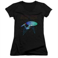 Trevco CBS2376-JV- Star Trek & Neon Trek Junior V-izrez Pamučna majica, Crna - Velika