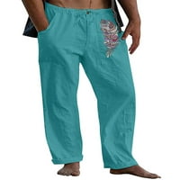 Sanviglor Muške hlače Kantalne pantalone Elastična struka Dno Ležerne salon za salon Yoga Cyan S