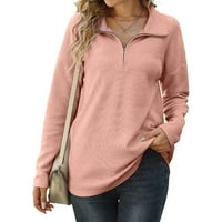 Ketyyh-Chn Womens Dukserice Crewneck Dukserica Labavi mekani pulover s dugim rukavima, žene majice Pink,