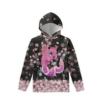 Cherry cvijet Axolotls dječje dukseve za tinejdžerske djevojke 6-16, okrugli duksevi grafički dizajn Y2K stil trenerke, pulover dukserice s kapuljačom za vanjsku djelatnost za aktivnosti na otvorenom