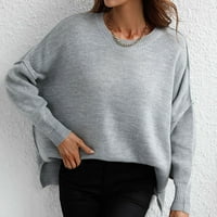 Pad džempera za žene plus veličine modni džemper kaput gornji okrugli ovratnik labav dugi rukav splitski