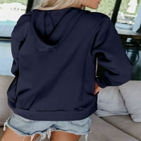 Chase Secret ženska plava puna zip up kapuljač jakna pamučna dukserica Outerwear Plus veličine