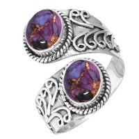 Sterling srebrni prsten za žene - tinejdžeri bakar purple tirkizna dragulja Srebrna prstena veličine