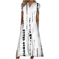 Finelylove casual haljina za žene za ženu A-line kratki kratki rukav cvjetni bijeli l