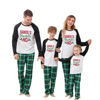 Božićne pidžame za obitelj, slovo s dugim rukavima Ispis Raglan vrhovi + postavljene hlače