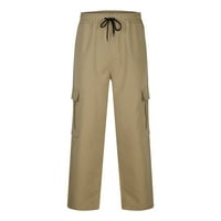 Muške teretne pantalone sa džepovima Plus sizen pantalone za crtanje Ležerne prilike pune boje elastične