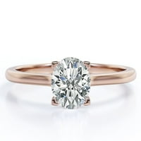 Očaravajuća prong 0. Carat ovalni rez pasijans zaručni prsten u 18k ružičasto pozlaćivanje prekrivajući