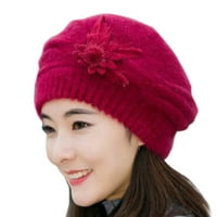 Leylayray Moda Žene cvjetni pleteni Knozem Crochet Beanie Hat Winter Top Cap Beret