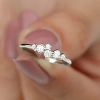Žene 0. CT Prirodni dijamantski prsten, okrugli rezani dijamantni minimalni prsten, aprilski rodni prsten,