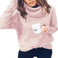 Dame Pulover Turtleneck Pleteni džemperi Duks dugih rukava pletenje Jumper Tops Travel Pink XL