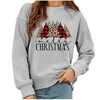Božićni džemperi za žene Ženski pulover Božićni džemper ženska jesen i zimski plišani ispisani dugi